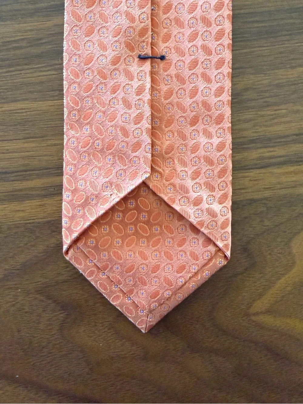 David Donahue Coral Orange Geometric Silk Tie